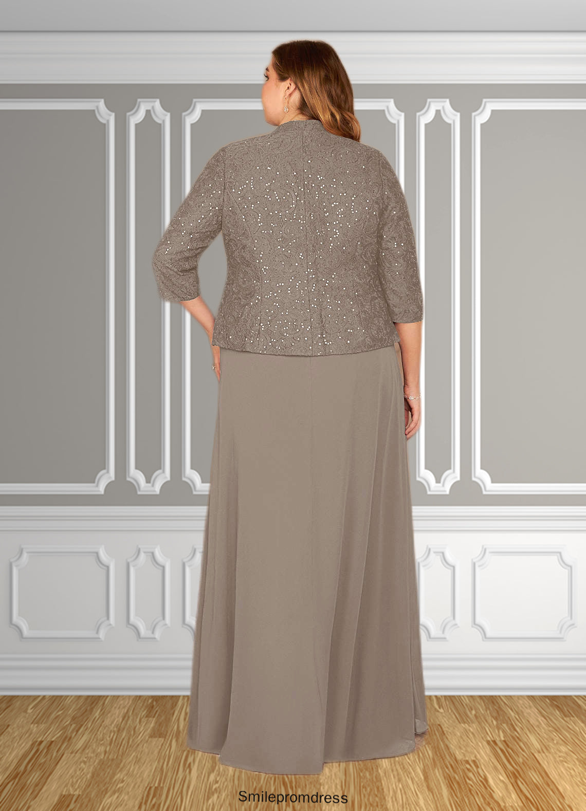 Aurora Sheath Sequins Lace Floor-Length Dress P0019861