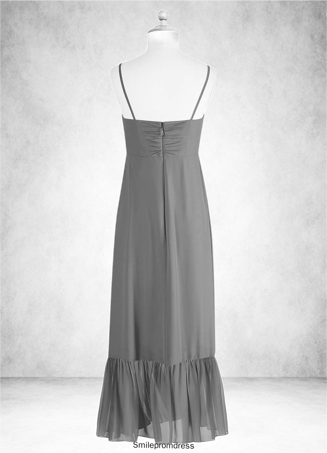 Ellie A-Line Ruched Chiffon Floor-Length Junior Bridesmaid Dress P0020011