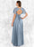 Evangeline A-Line Pleated Mesh Floor-Length Dress P0019633