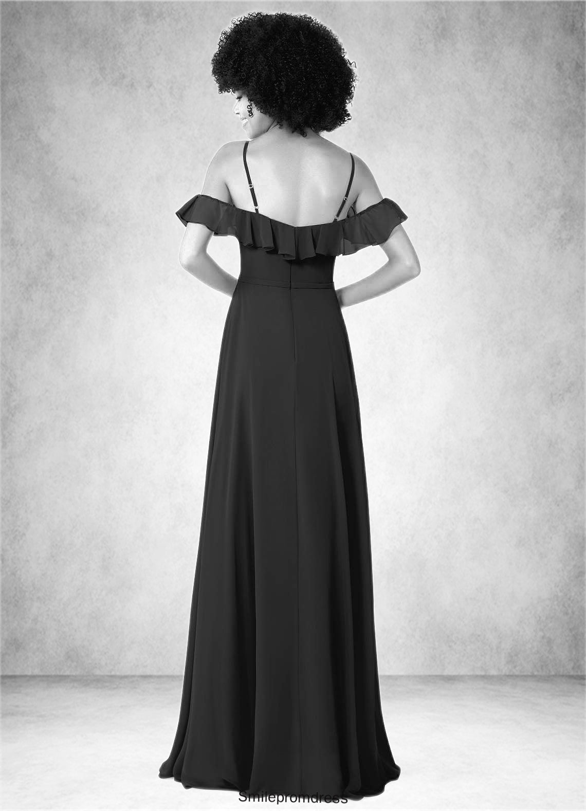 Leia A-Line Ruched Chiffon Floor-Length Dress P0019777