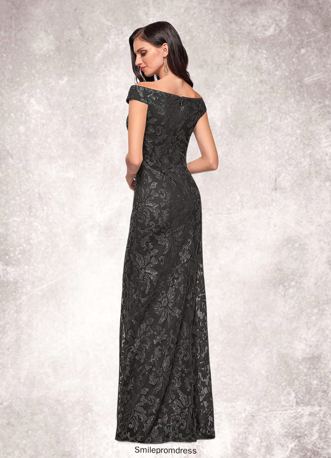 Nevaeh A-Line Off the Shoulder Lace Floor-Length Dress P0019854