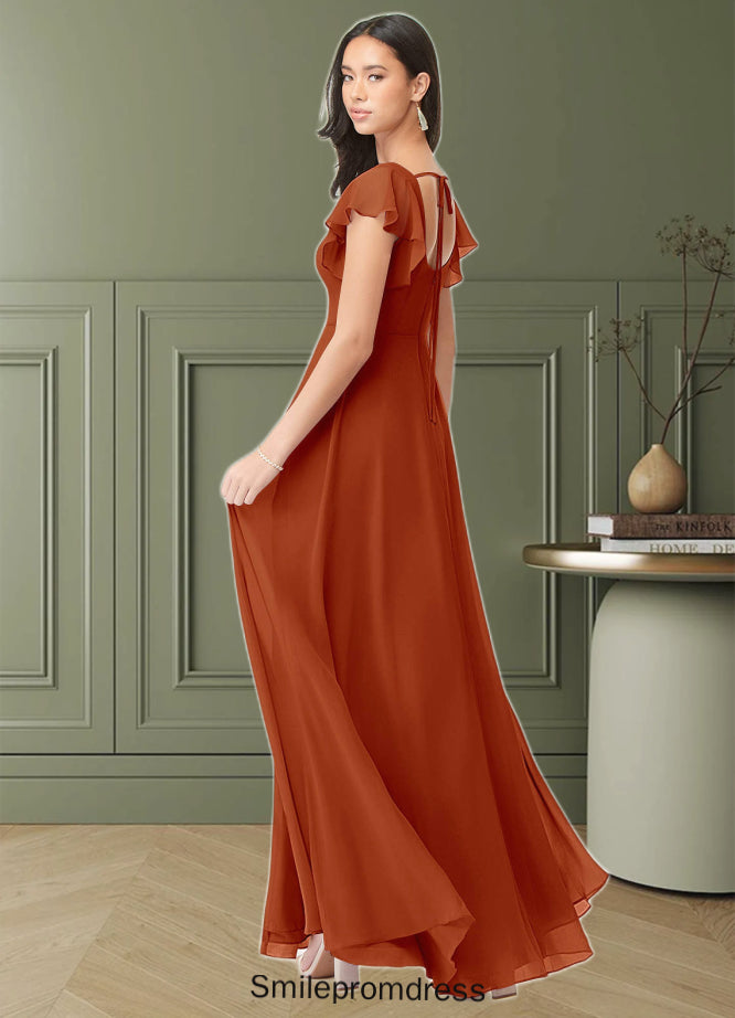 Isabella A-Line Ruched Chiffon Floor-Length Dress P0019599