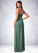 Callie A-Line Pleated Stretch Satin Floor-Length Dress P0019637