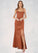 Kyra Sheath Pleated Stretch Satin Floor-Length Dress P0019627
