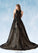 Kendal A-Line Lace Tulle Chapel Train Dress P0020039
