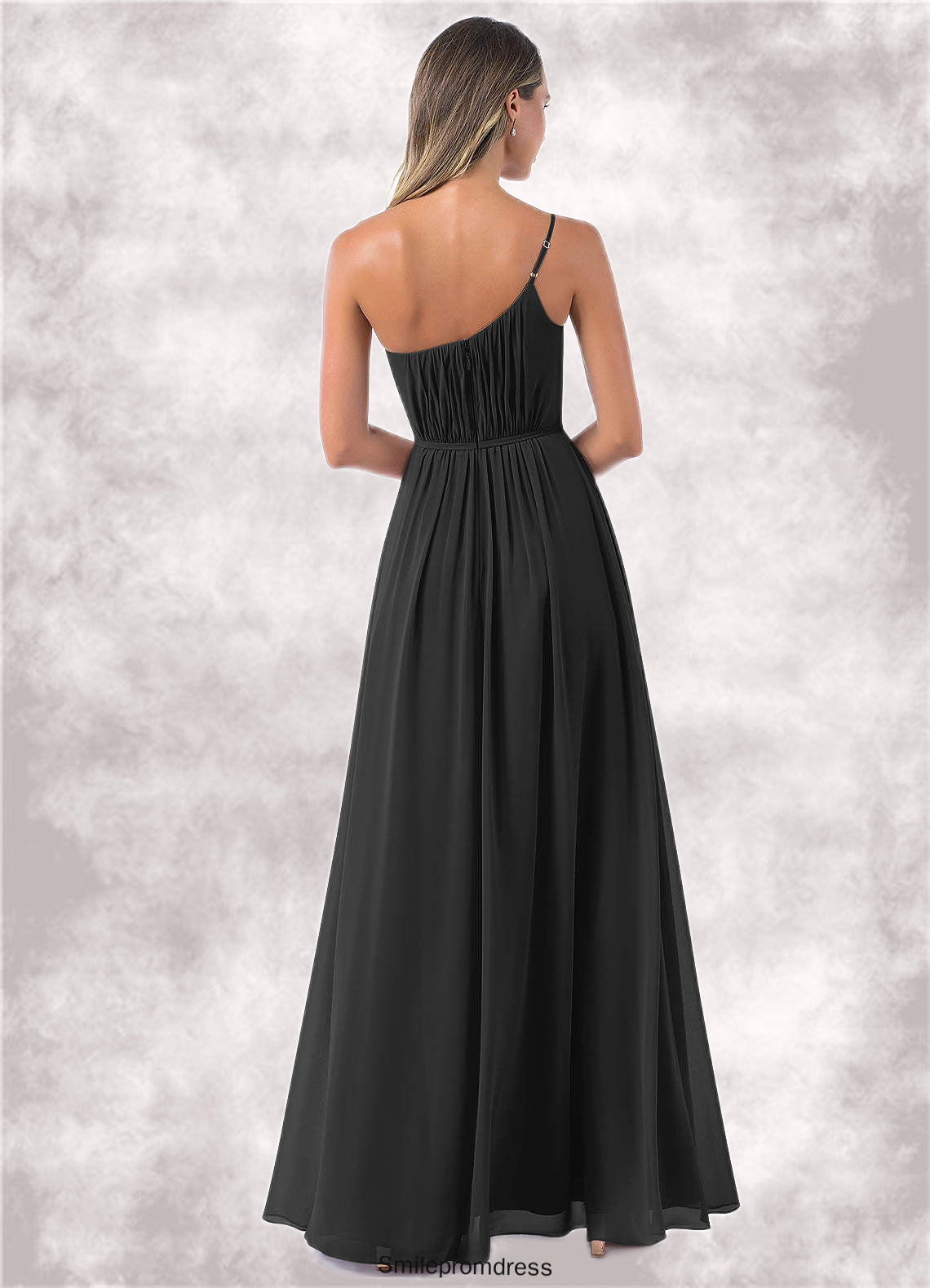 Yadira A-Line One Shoulder Chiffon Floor-Length Dress P0019659