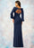 Ellie Mermaid Long Sleeve Stretch Chiffon Floor-Length Dress P0019783