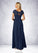 Violet A-Line Sequins Chiffon Floor-Length Dress P0019916