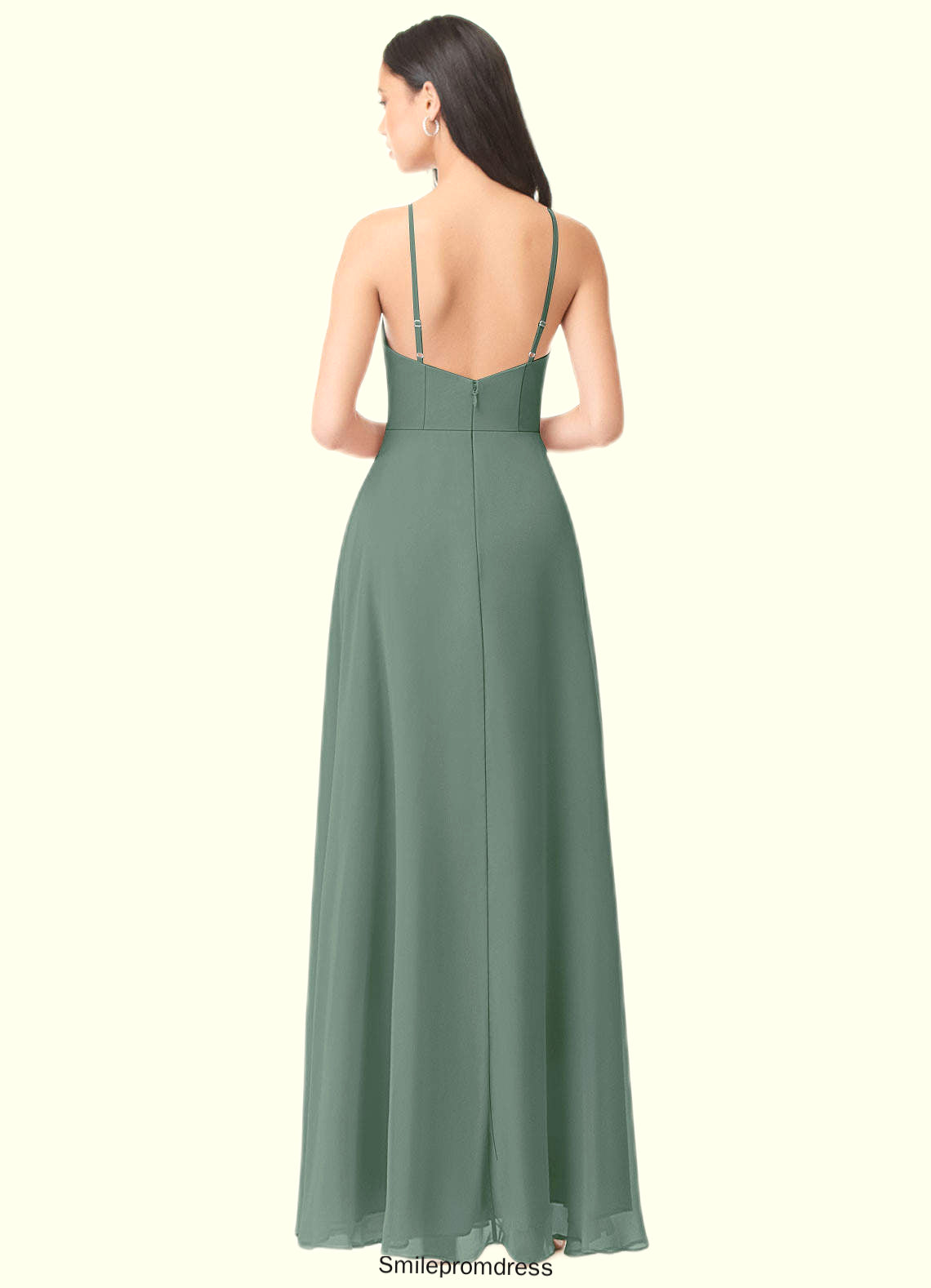 Luz A-Line Side Slit Chiffon Floor-Length Dress P0019652