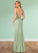 Jazmyn Mermaid Side Slit Stretch Chiffon Floor-Length Dress P0019781