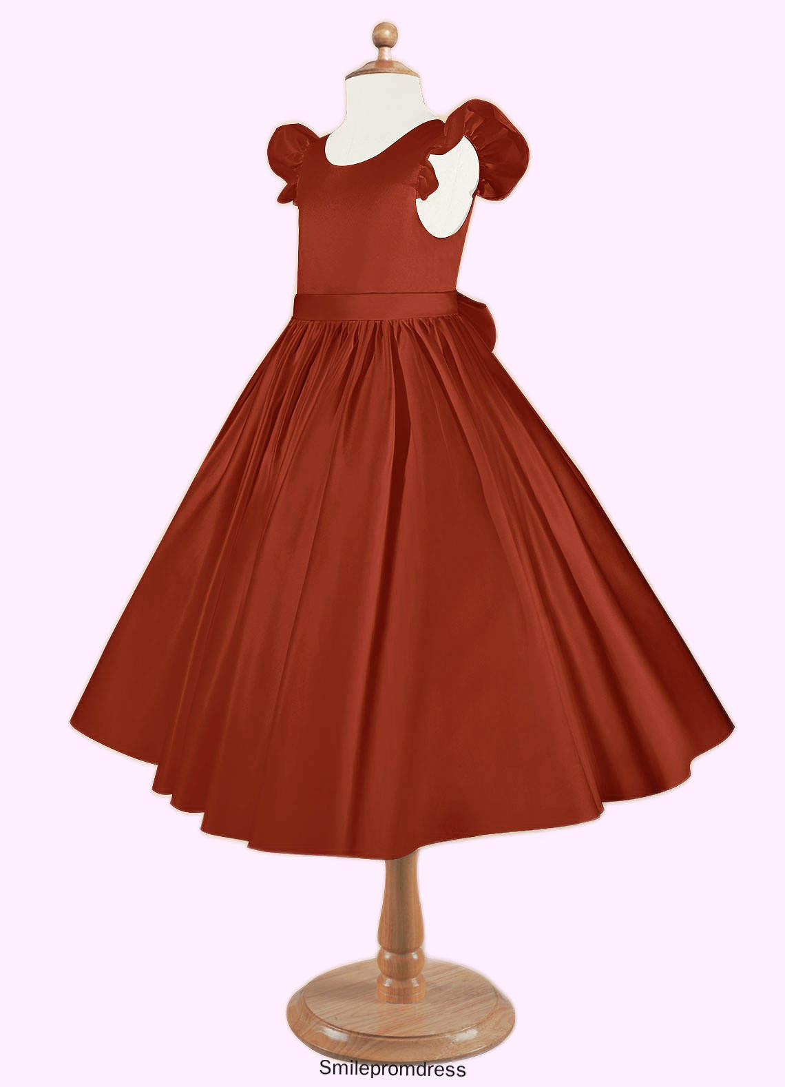 Gabriella Ball-Gown Bow Matte Satin Tea-Length Dress P0020148