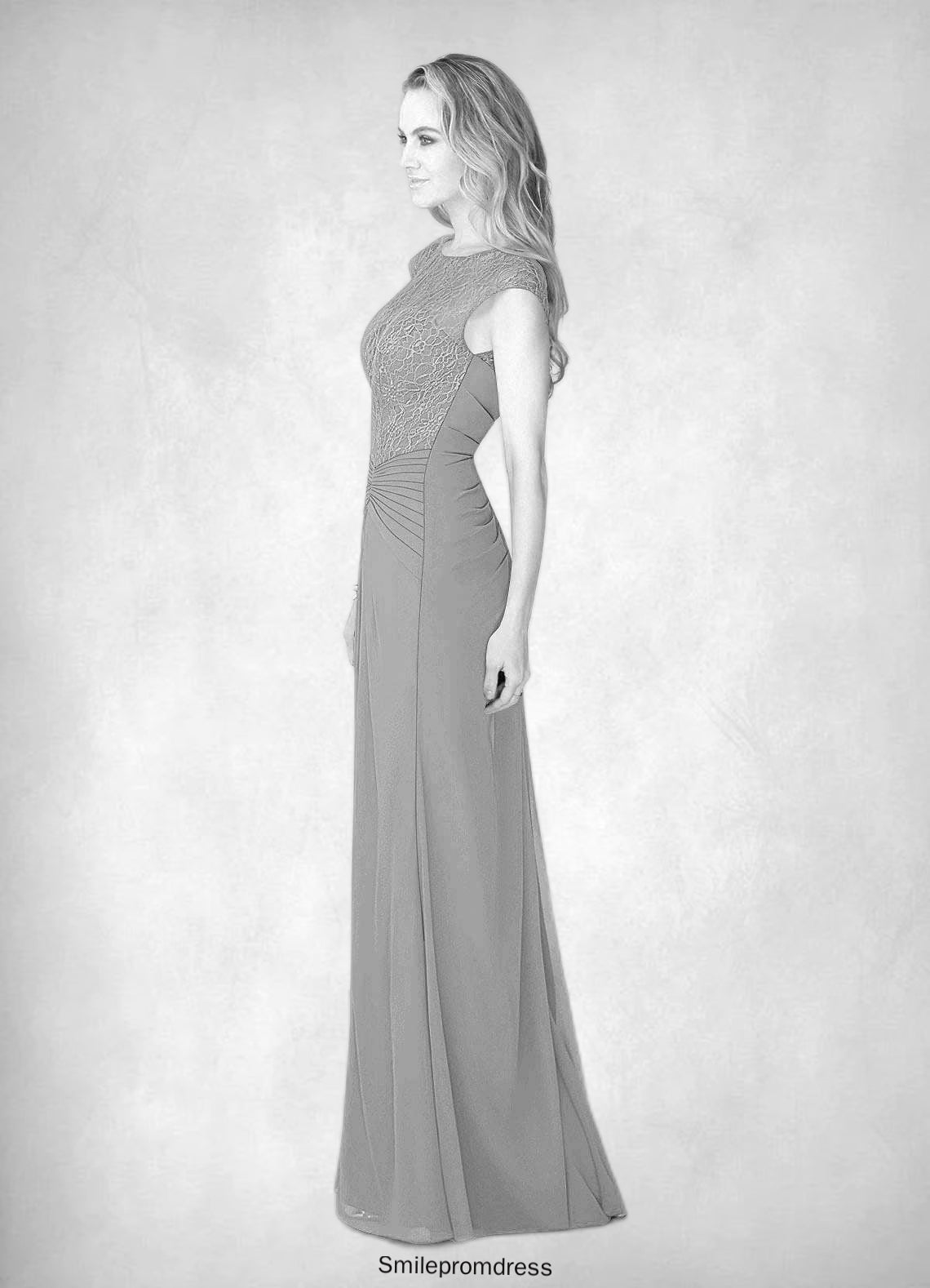 Sam A-Line Lace Chiffon Floor-Length Dress P0019877