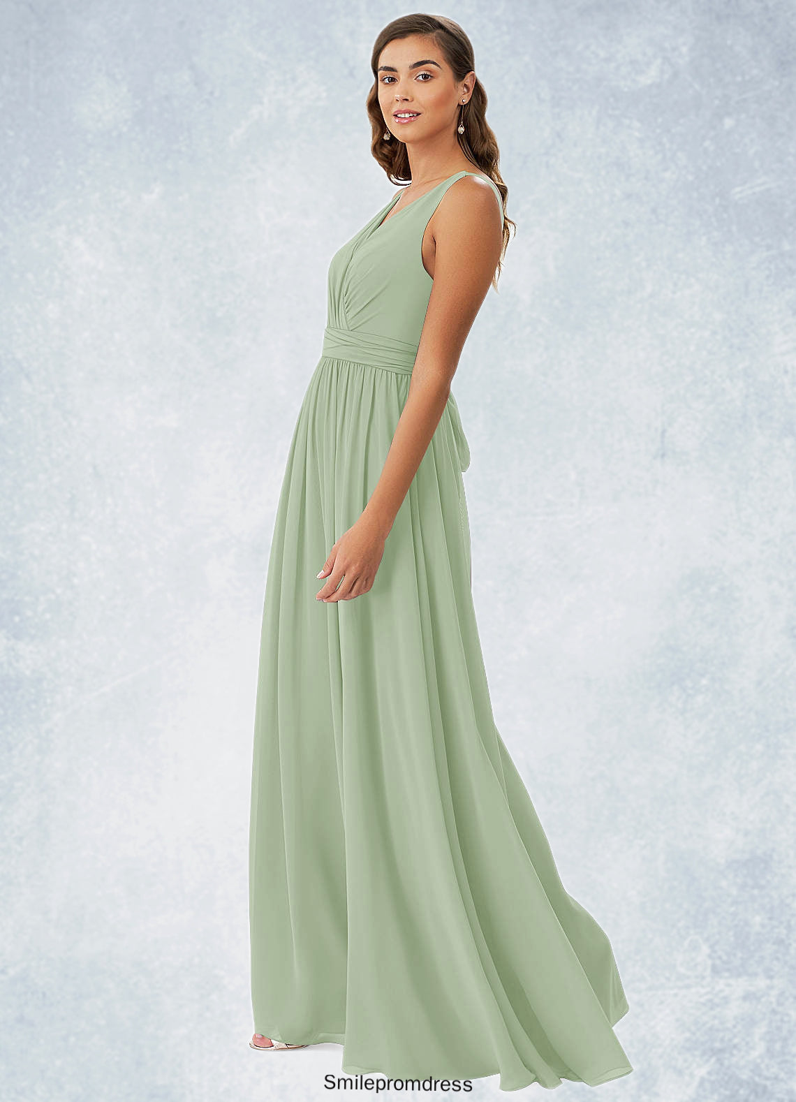 Camila A-Line Pleated Chiffon Floor-Length Dress P0019613