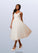 Aubrey A-Line Lace Satin Tea-Length Dress P0020051