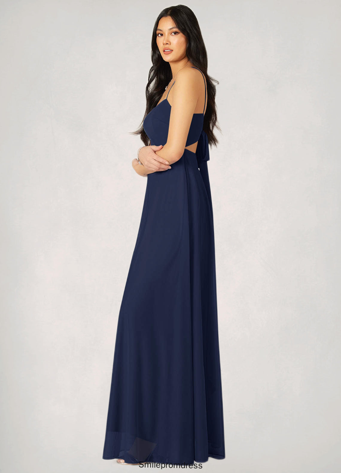 Florence A-Line Bow Mesh Floor-Length Dress P0019720