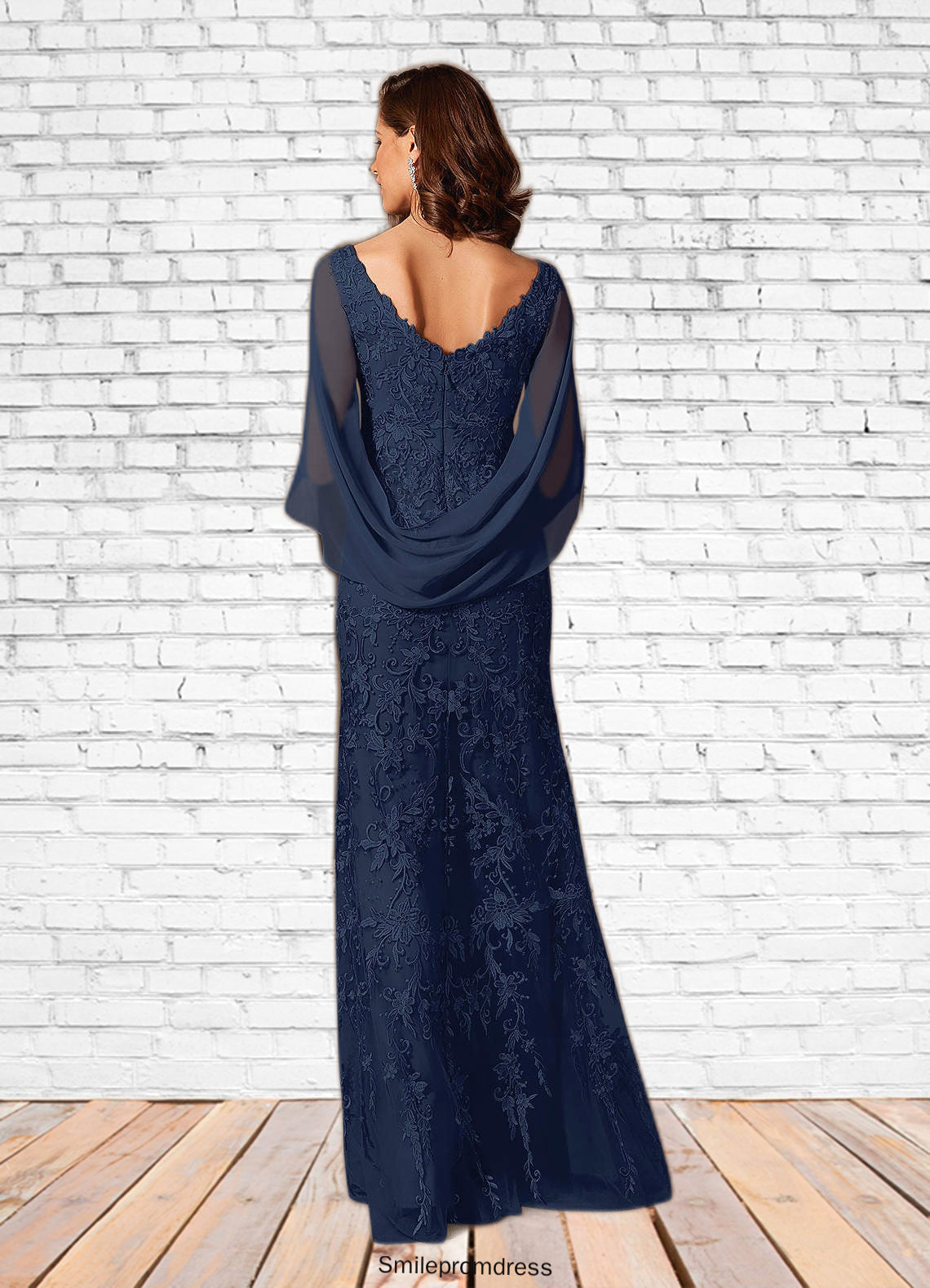 Marlie Sheath Lace Floor-Length Dress P0019836