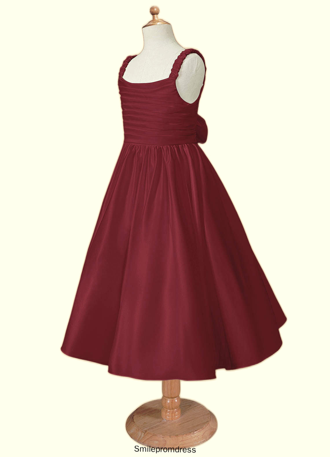 Reina A-Line Pleated Matte Satin Tea-Length Dress P0020145