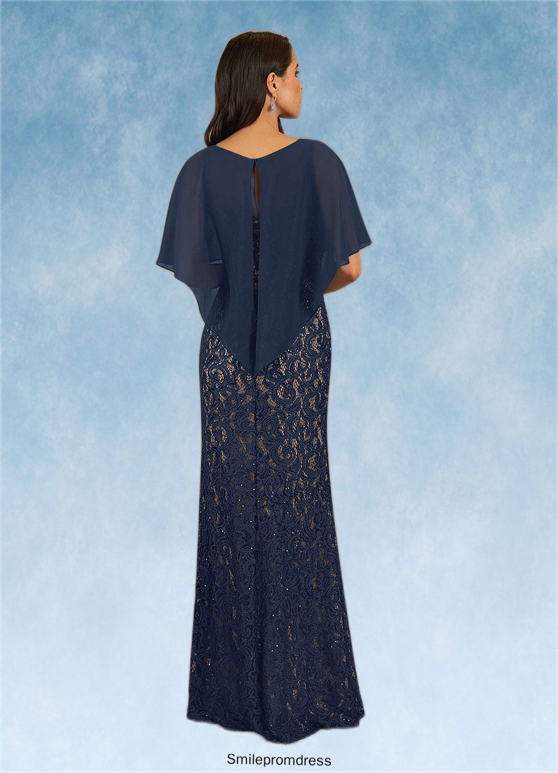 Lyla Sheath Sequins Lace Floor-Length Dress P0019938