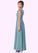 Luna A-Line Pleated Chiffon Floor-Length Junior Bridesmaid Dress P0019987