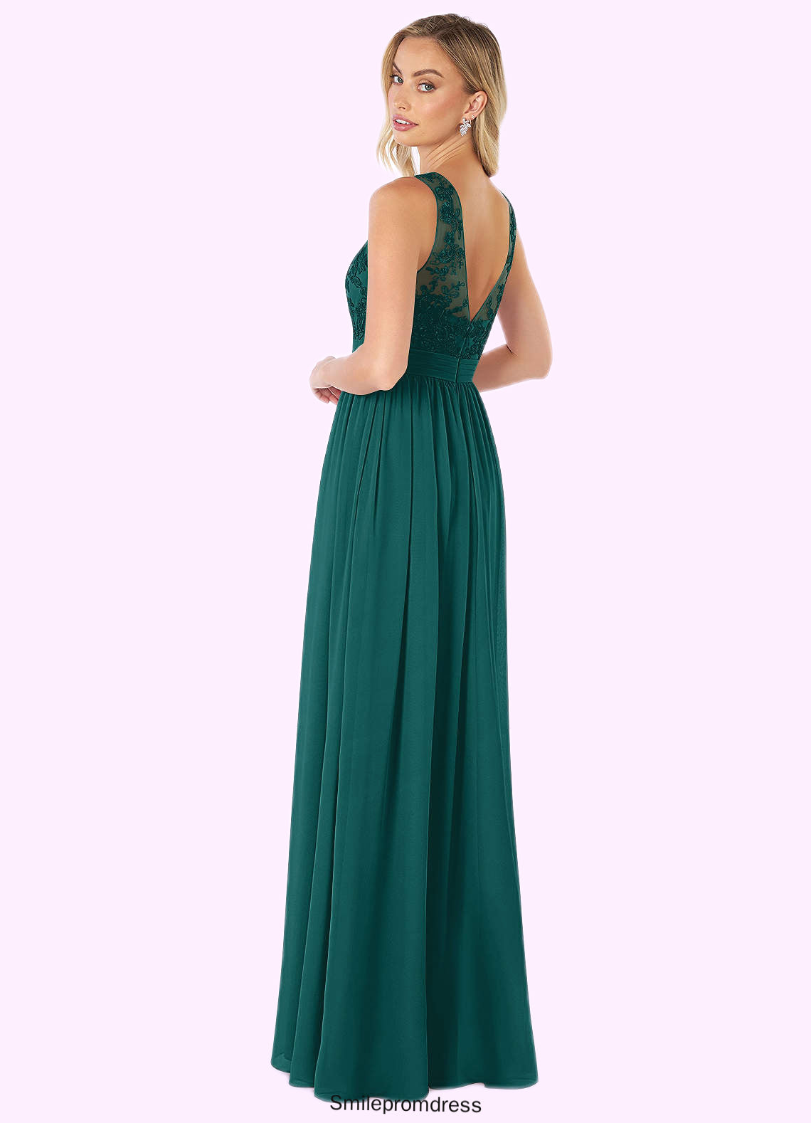 Mila A-Line Lace Chiffon Floor-Length Dress P0019760