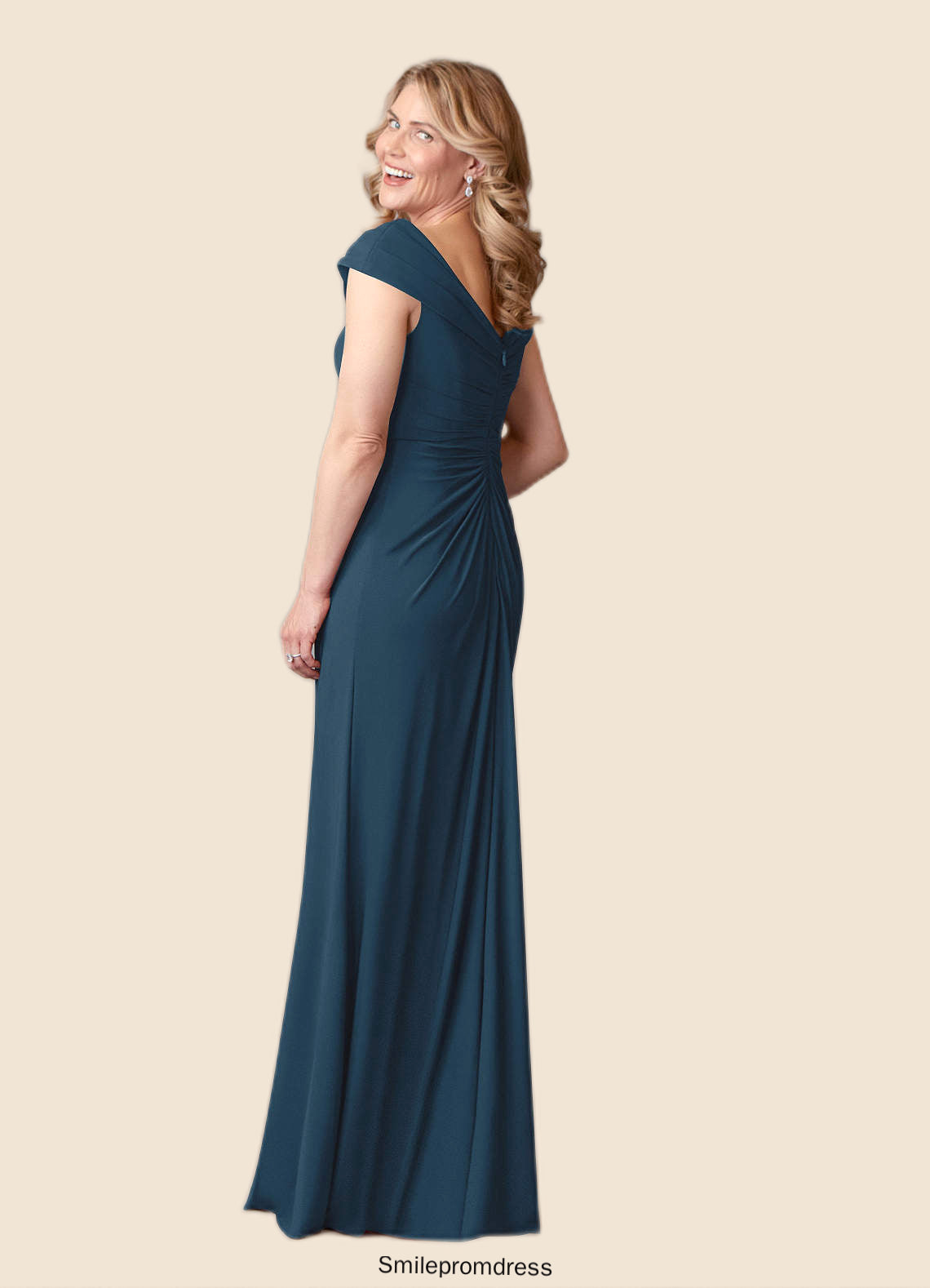 Janiah Sheath Lace Luxe Knit Floor-Length Dress P0019943