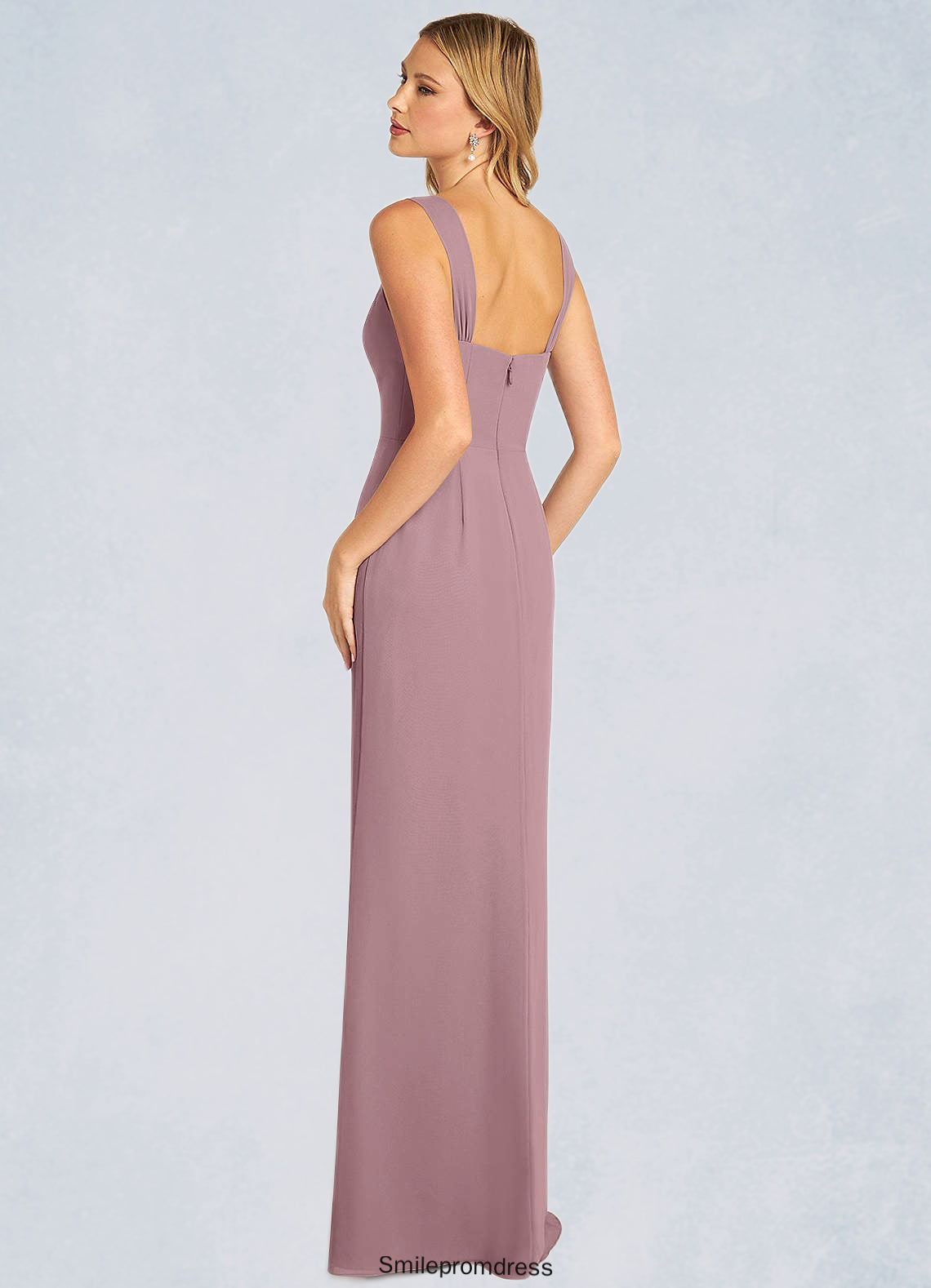 Marissa Sheath Pleated Chiffon Floor-Length Dress P0019630