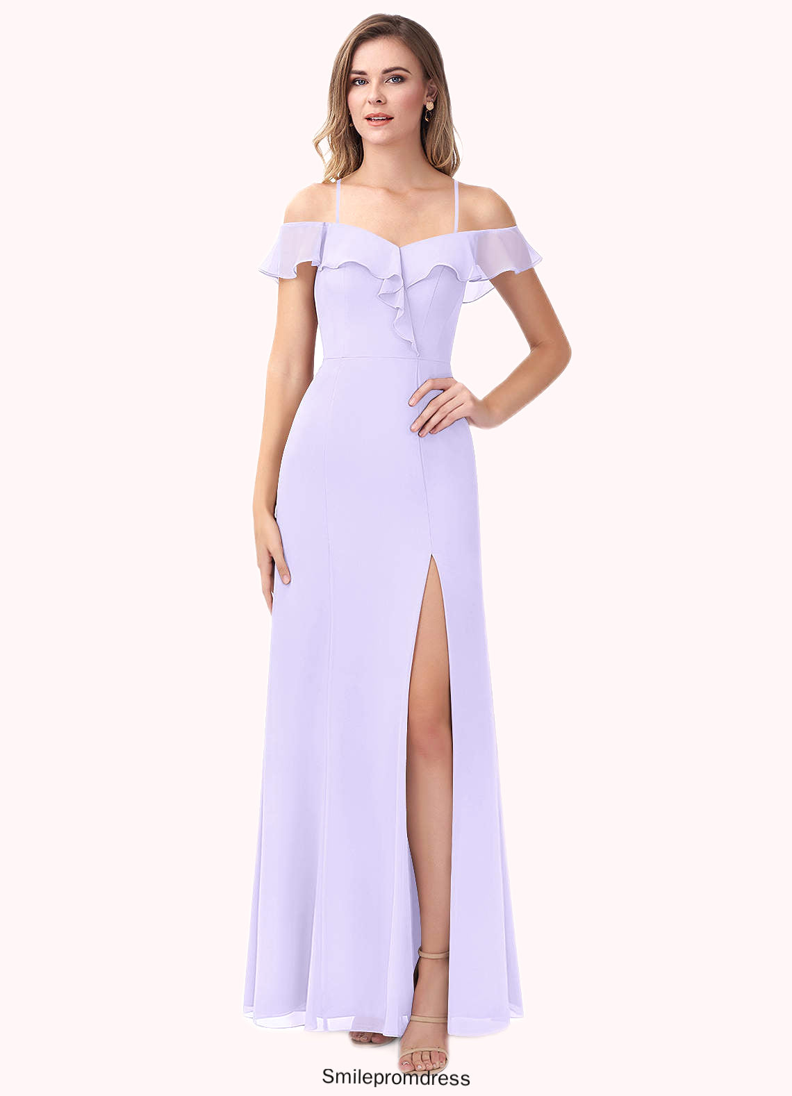 Giovanna A-Line Off the Shoulder Chiffon Floor-Length Dress P0019730