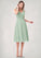 Scarlett A-Line Ruched Chiffon Tea-Length Dress P0019740