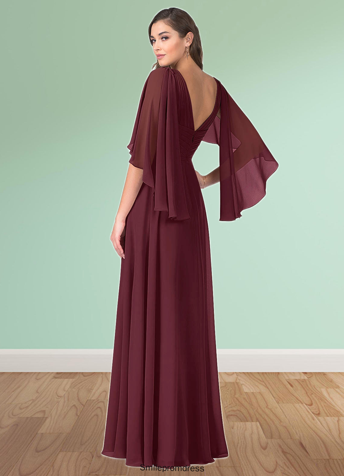 Carissa A-Line Sweetheart Neckline Chiffon Floor-Length Dress P0019705
