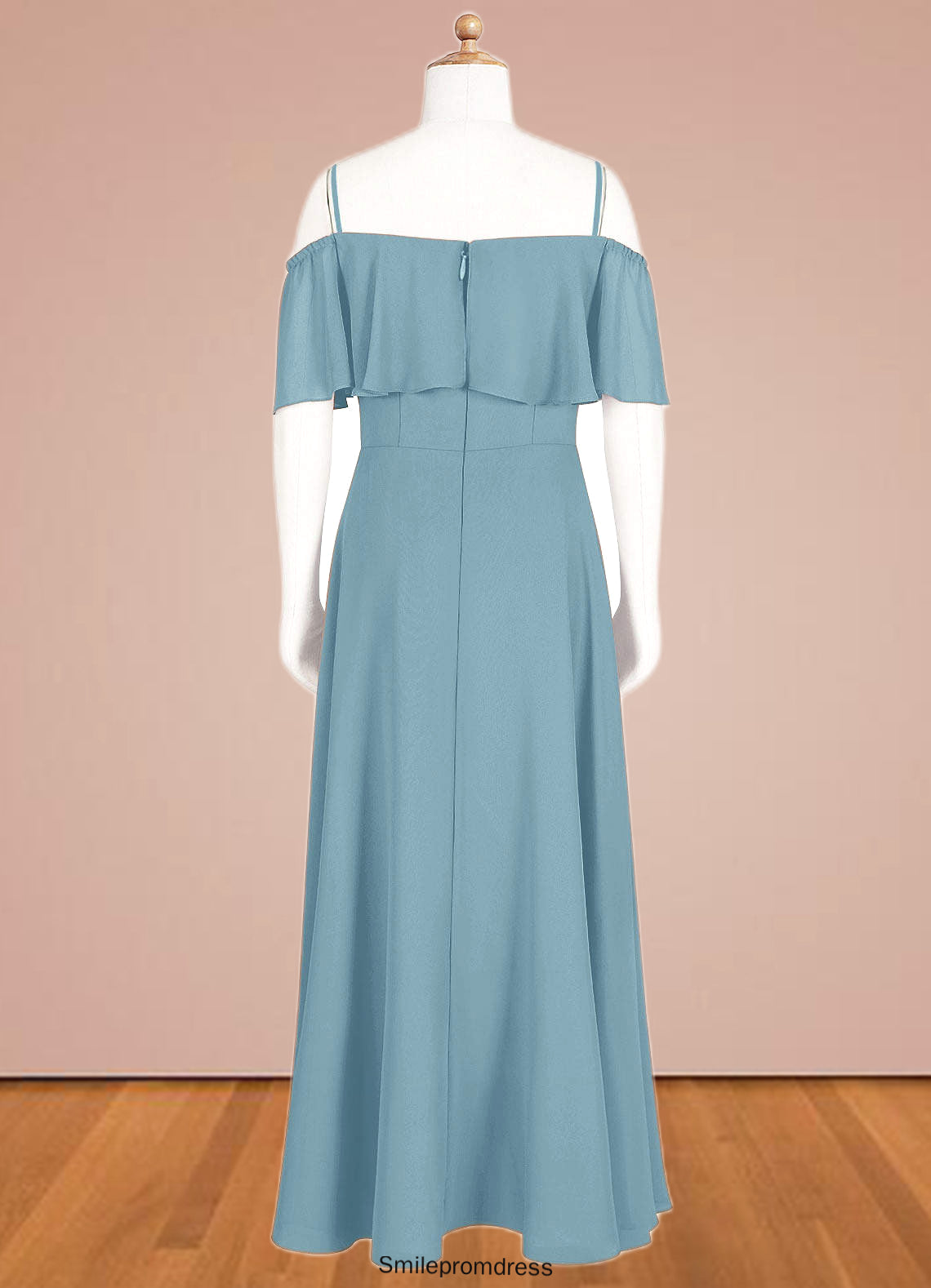 Siena A-Line Off the Shoulder Chiffon Floor-Length Junior Bridesmaid Dress P0019973