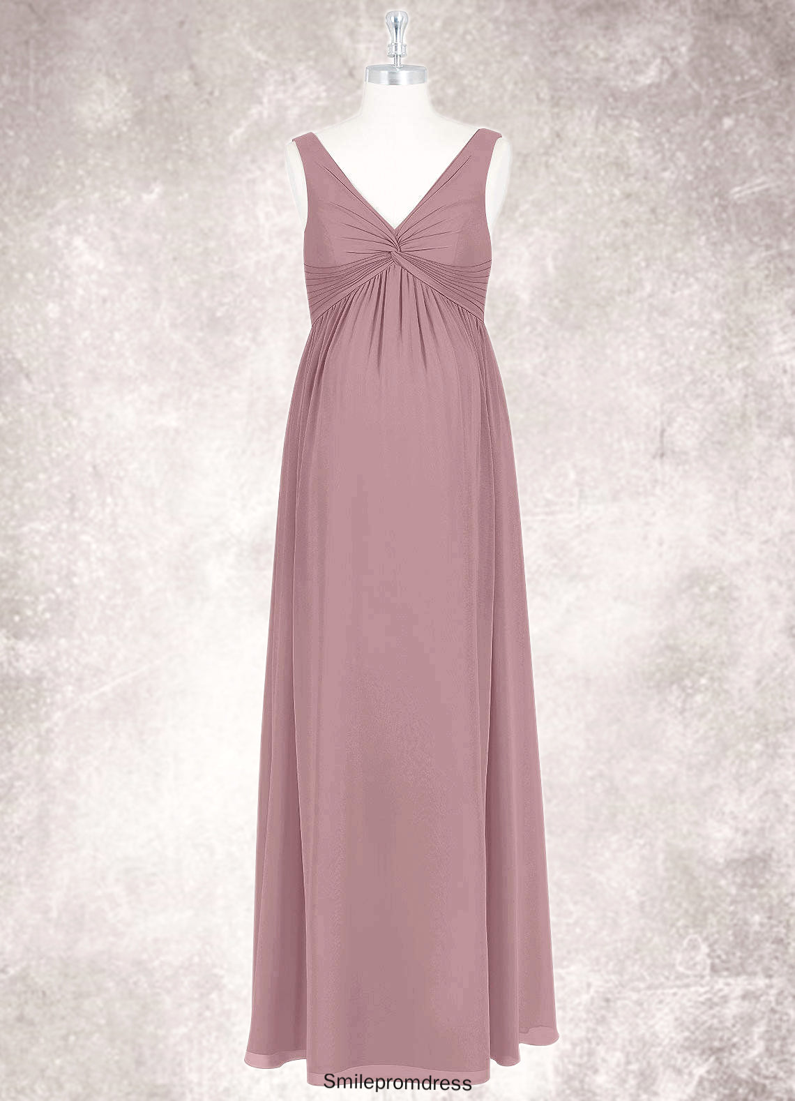 Serenity A-Line Pleated Chiffon Floor-Length Dress P0019616