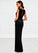 Lilian Sheath Pleated Velvet Floor-Length Dress P0019713