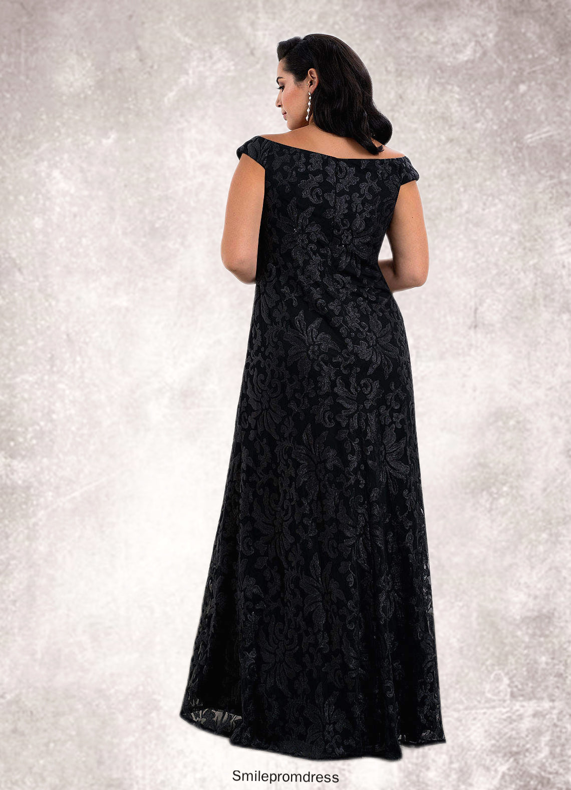 Nevaeh A-Line Off the Shoulder Lace Floor-Length Dress P0019854