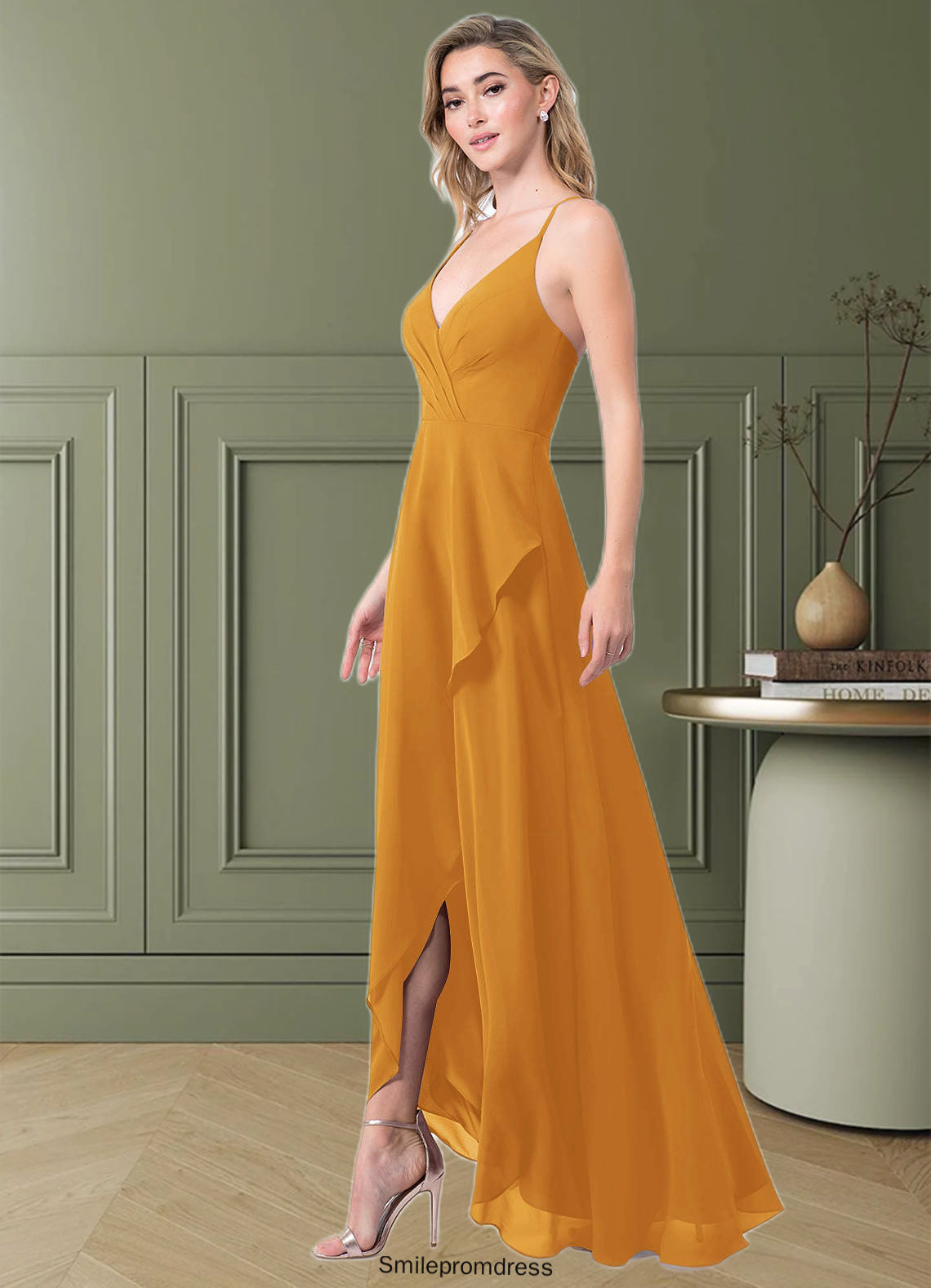 Amaris A-Line Pleated Chiffon Asymmetrical Dress P0019733