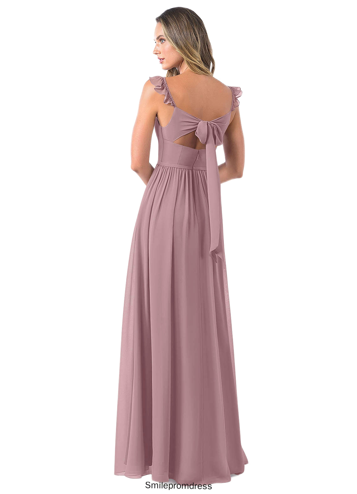 Nataly A-Line Ruched Chiffon Floor-Length Dress P0019625