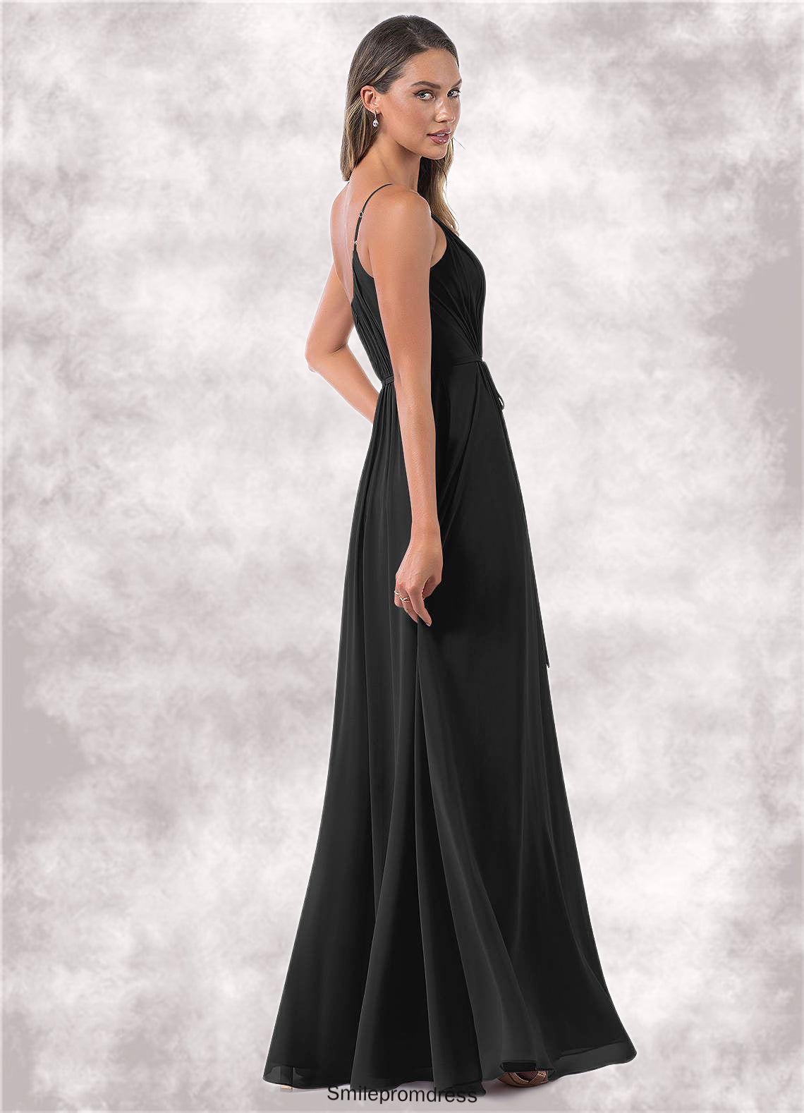 Yadira A-Line One Shoulder Chiffon Floor-Length Dress P0019659