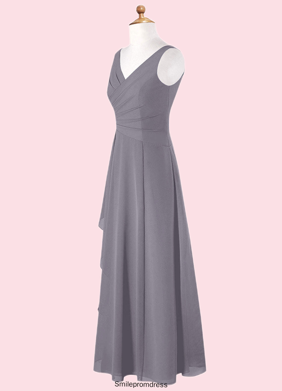 Karina A-Line Ruched Chiffon Floor-Length Junior Bridesmaid Dress P0019984