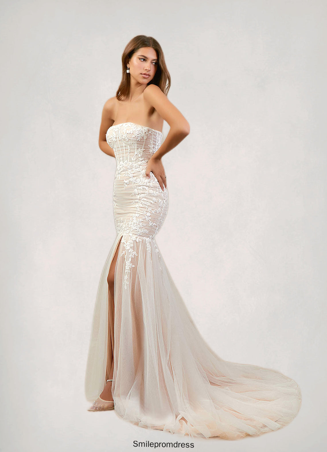 Tricia Mermaid Lace Chapel Train Dress P0020137