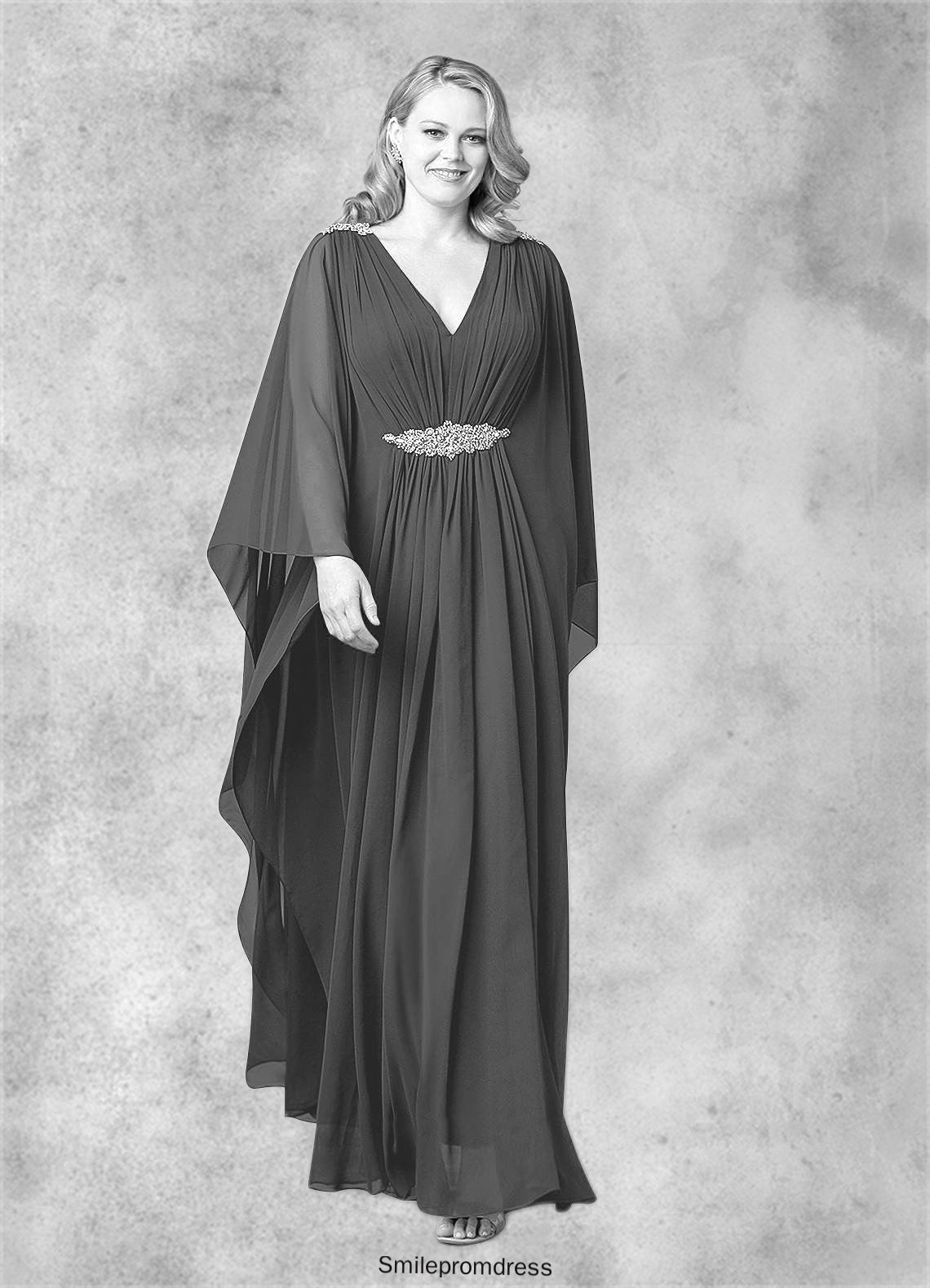 Genesis A-Line Pleated Chiffon Floor-Length Dress P0019905