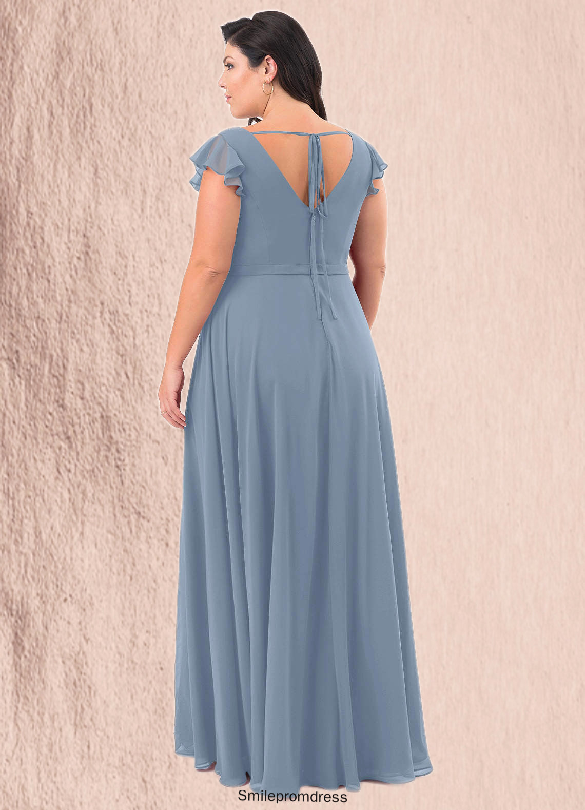 Penelope A-Line Ruched Chiffon Floor-Length Dress P0019622