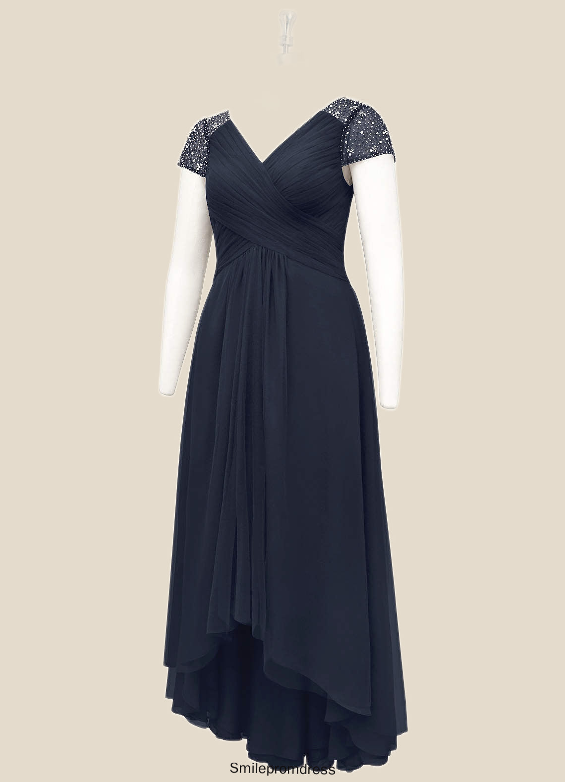 Gabriela A-Line Sequins Chiffon Asymmetrical Dress P0019918