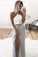2021 A Line Evening Dresses Spaghetti Straps Open Back Chiffon With Slit