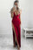 2021 New Arrival Sheath Straps Evening Dresses Stretch Satin With Slit