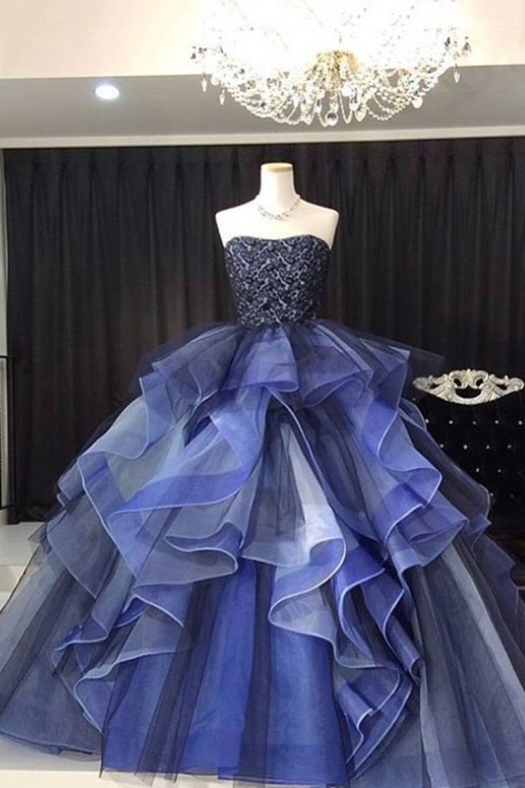 Strapless Quinceanera Dresses Tulle & Lace A Line