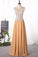 2021 A Line Scoop Prom Dresses Chiffon With Applique Floor Length