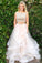 2 Pieces Scoop Neckline Flowy Long Beading Tulle Prom Dresses