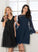 Jennifer Chiffon Sequins A-Line Neck Scoop Knee-Length Club Dresses Cocktail Lace Dress With
