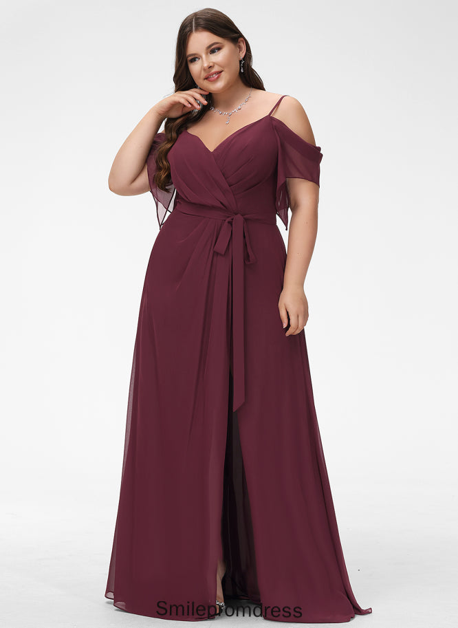 Length V-neck Fabric Neckline Floor-Length Embellishment A-Line Silhouette Ruffle Uerica Bridesmaid Dresses