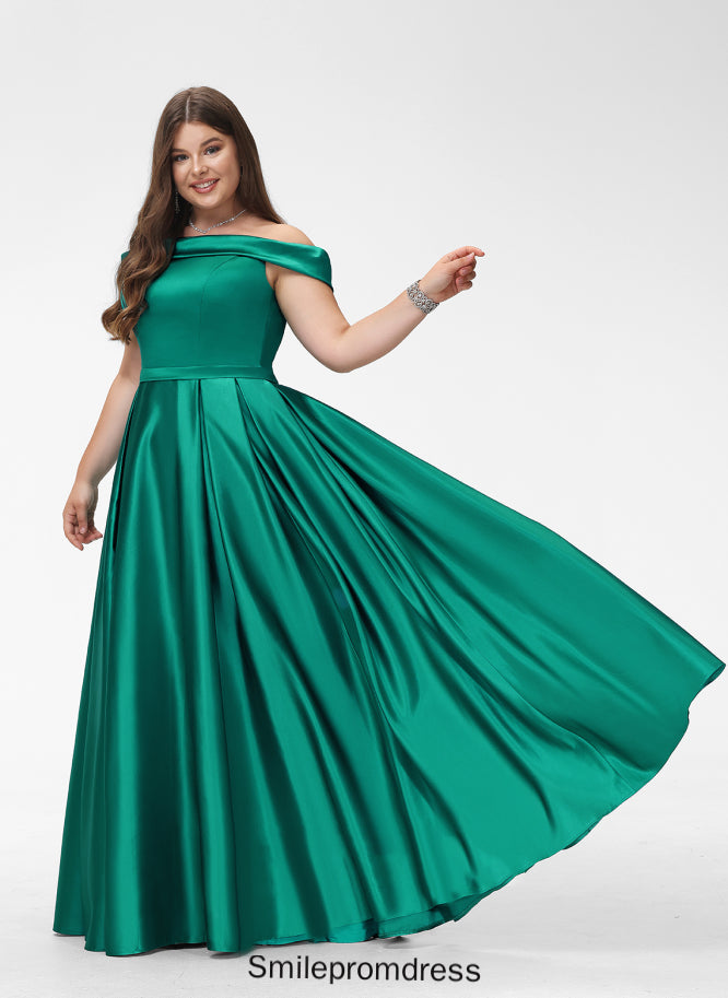 Off-the-Shoulder Sleeveless Fabric Length BackStyle Straps&Sleeves Satin Floor-Length Neckline Natalie Floor Length A-Line/Princess Bridesmaid Dresses