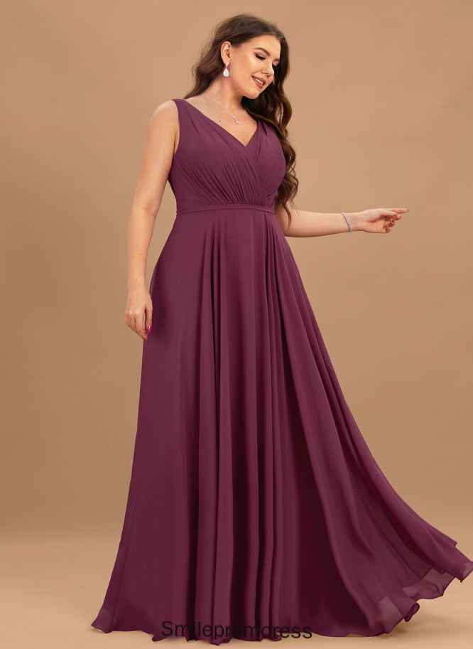 With Prom Dresses Pleated Floor-Length V-neck Chiffon Armani A-Line
